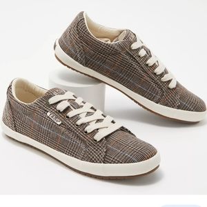 TAOS star sneakers shoes lace up low top canvas plaid womens us 10